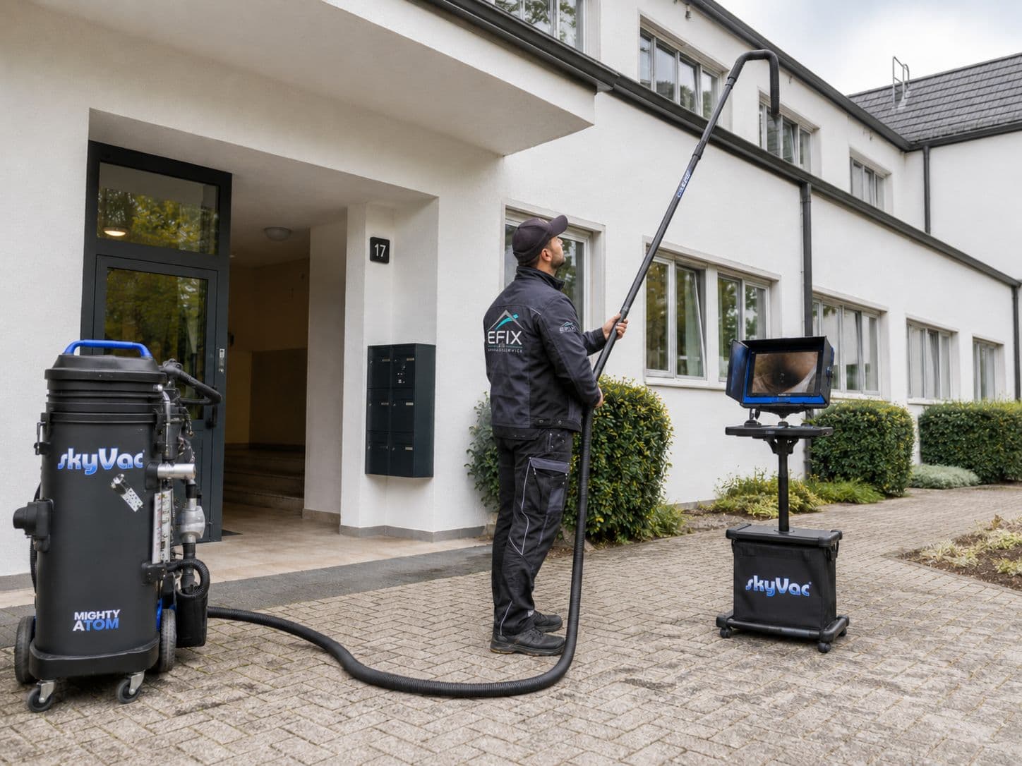 Dachrinnenreinigung mit Saugsystem und Kamerakontrolle
